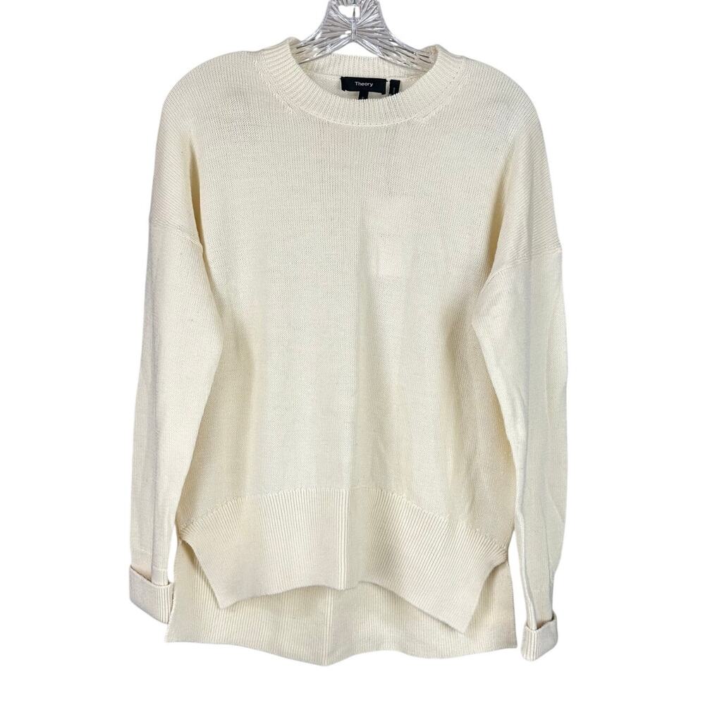 Theory Karenia Wool Blend Crewneck Sweater Ivory Women's Size P (XS) NWT